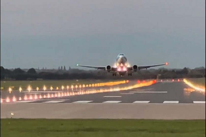 Photo shows the TUI flight taking off