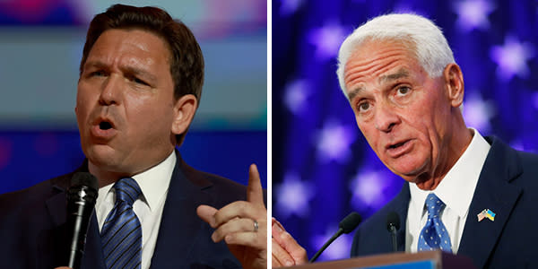 Gov. DeSantis and the Democratic opponent, Charlie Crist (Getty Images)