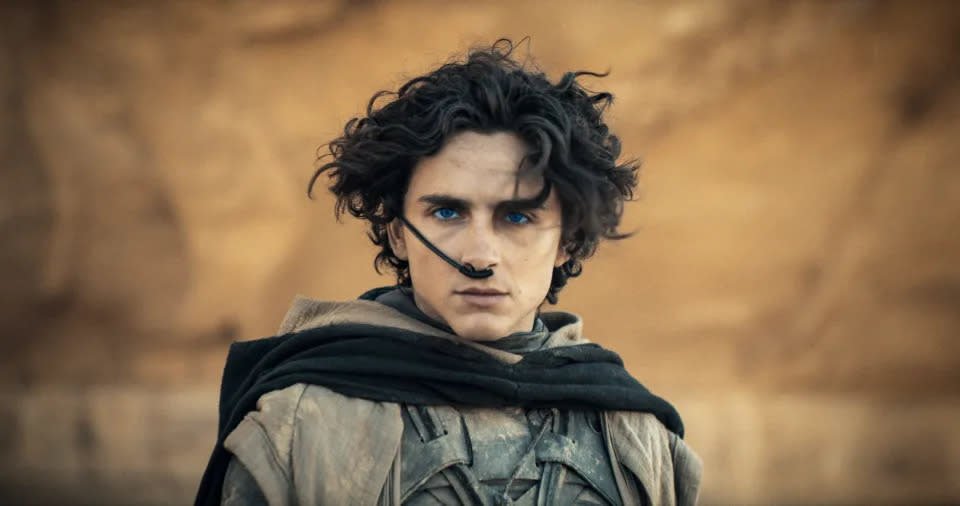 Timothée Chalamet als Paul Atreides in „Dune: Part Two“, der derzeit an der Spitze der Kinokassen von 2024 steht. (Warner Bros.)