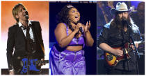 This combination photo shows performers, from left, Keith Urban, Lizzo and Chris Stapleton. Tours, awards shows, conventions and festivals are announcing cancellations and postponements daily due to the new coronavirus outbreak, causing a major impact on entertainment events both in the States and elsewhere. The city of Houston ordered the Houston Livestock Show and Rodeo, a major concert series in Texas, to close early, canceling upcoming shows by Lizzo, Chris Stapleton and Keith Urban. This year's attendance varied from 50,000 to 70,000 people per concert. For most people, the new coronavirus causes only mild or moderate symptoms. For some it can cause more severe illness. (AP Photo)