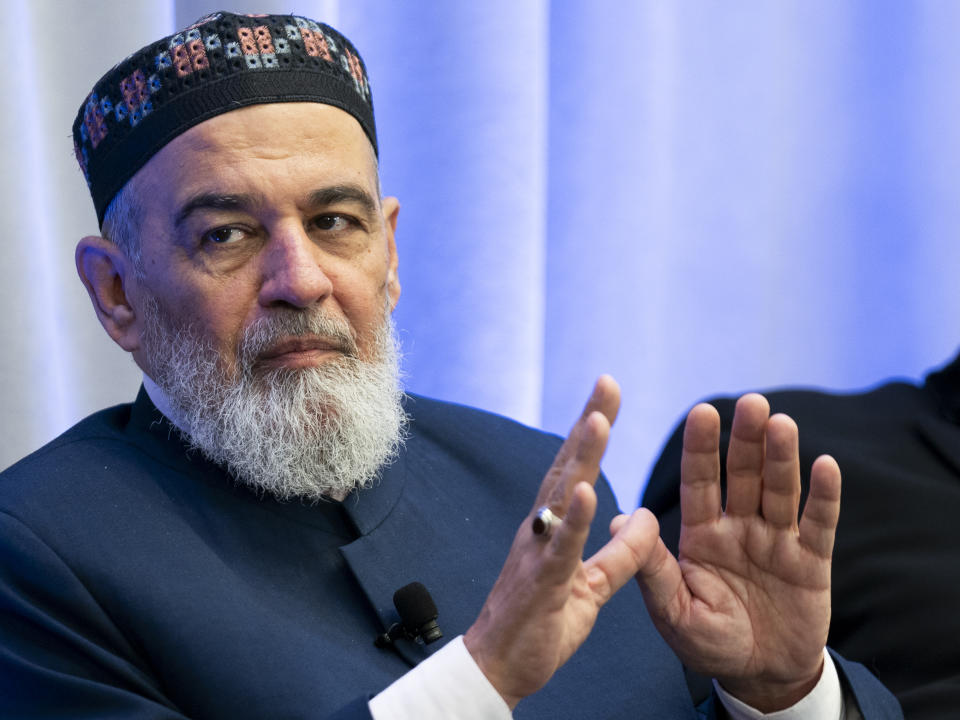 Mufti Akhmed Tamim speaks during a panel discussion among an interfaith delegation of Ukrainian religious leaders on Monday, Oct. 30, 2023, at the U.S. Institute of Peace in Washington. (AP Photo/Stephanie Scarbrough)