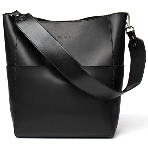 BOSTANTEN Valentines Day Women's Leather Designer Handbags Tote Purses Shoulder Bucket Bags Black