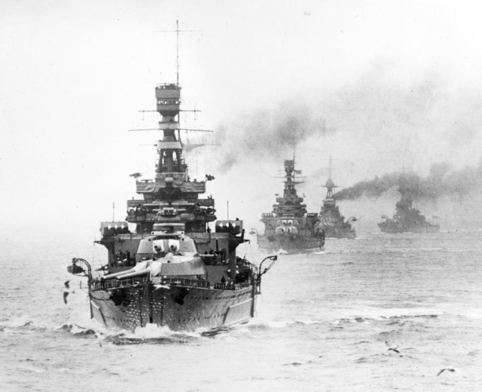 HMS Repulse pictured in the early 1920s leading the battle cruiser squadron of the Atlantic fleet