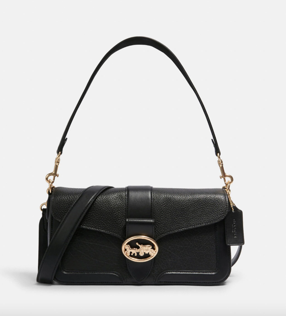 Georgie Shoulder Bag in black leather (Photo via Coach Outlet)