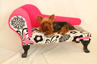 For the painfully pampered pooch, a <a href="http://etsy.me/WxE7ru" rel="nofollow noopener" target="_blank" data-ylk="slk:classic chaise, $90 from Petsy Decor;elm:context_link;itc:0;sec:content-canvas" class="link ">classic chaise, $90 from Petsy Decor</a>.