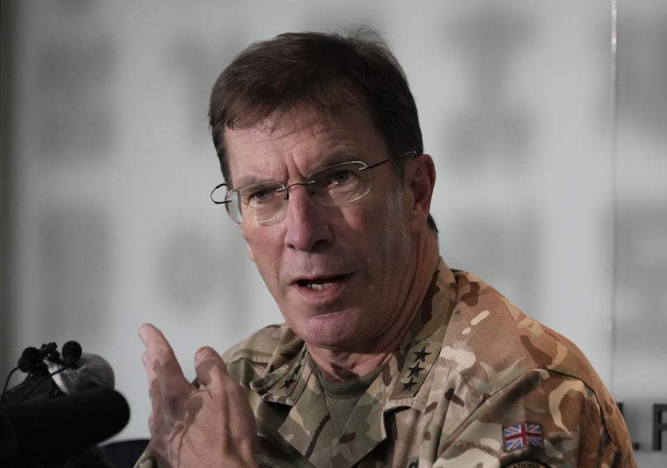 Lt. Gen. Andrew Harrison, deputy commander of the United Nations Command, speaks during a news briefing at the Foreign Correspondents' Club in Seoul, South Korea, Monday, July 24, 2023. Harrison said Monday it has started conversations with North Korea over an American soldier who ran into the North last week across the Koreas' heavily armed border. (AP Photo/Ahn Young-joon)