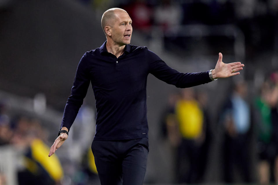 ORLANDO, FL - MARCH 21: United States head coach Gregg Berhalter reacts to a play in game action during an International friendly match between the United States and the Ecuador men's national teams on March 21, 2019 at Orlando City Stadium in Orlando, FL. (Photo by Robin Alam/Icon Sportswire via Getty Images)