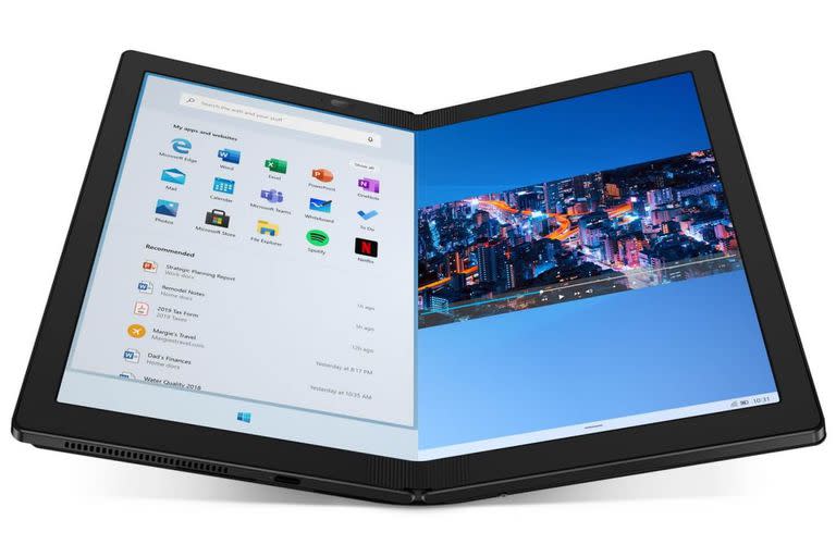 La Lenovo Thinkpad X1 Fold tiene una pantalla flexible de 13,3 pulgadas cuando está desplegada y un precio de 2500 dólares