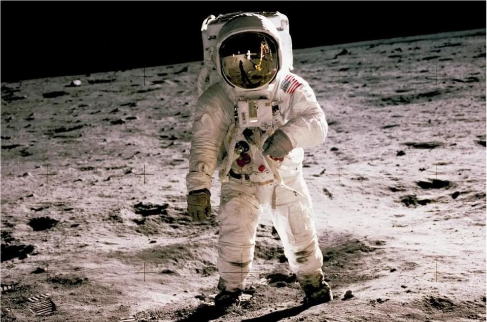 Buzz Aldrin is pictured during the Apollo 11 landing on the moon (Nasa)