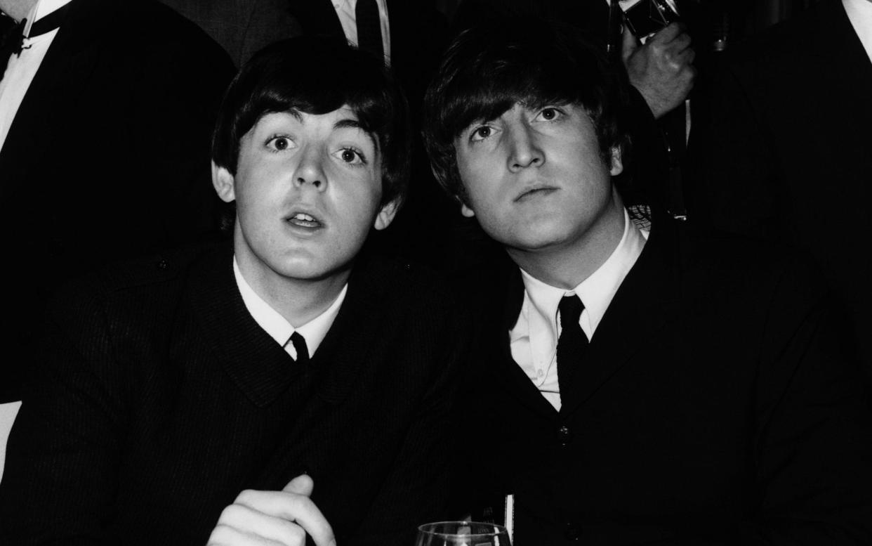 Paul McCartney and John Lennon at the Variety Club Showbusiness Awards held at the Dorchester, London in September 1964 - Hulton Archive