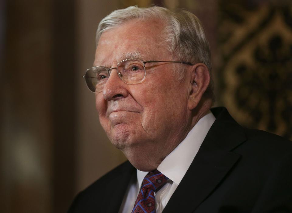 President M. Russell Ballard smiles during a recognition ceremony.