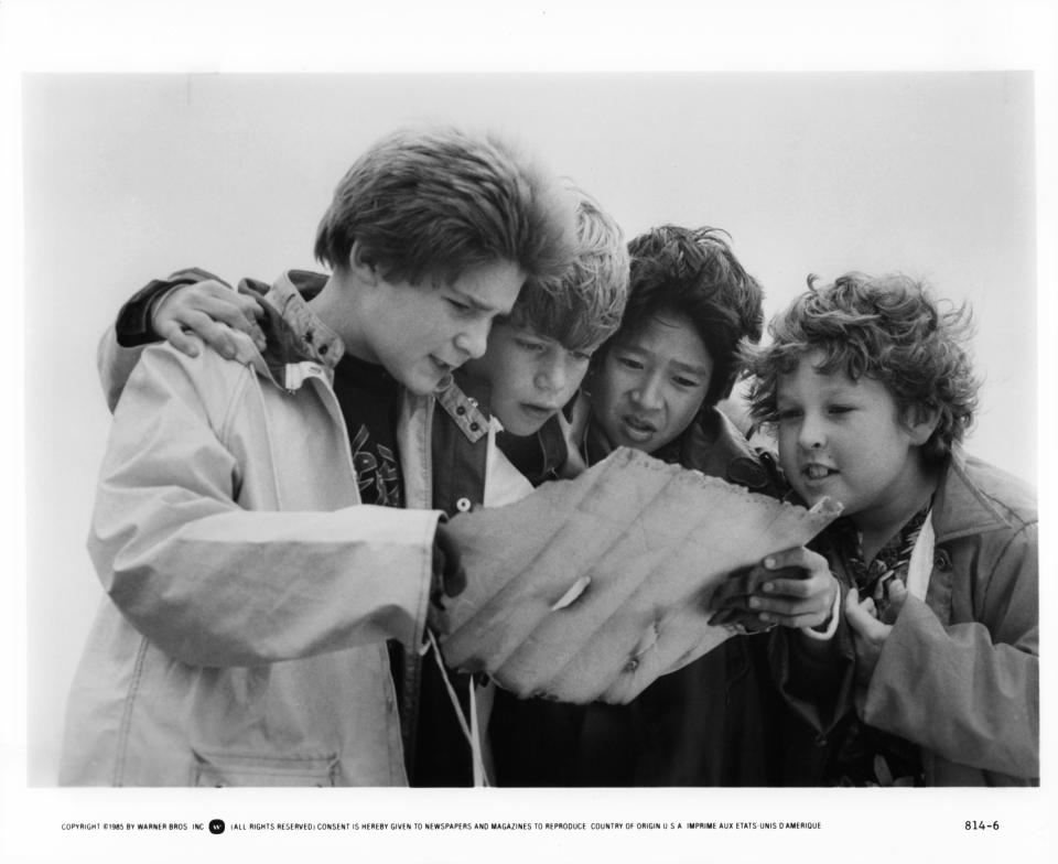 From left to right, Corey Feldman, Sean Astin, Ke Huy Quan and Jeff Cohen in The Goonies