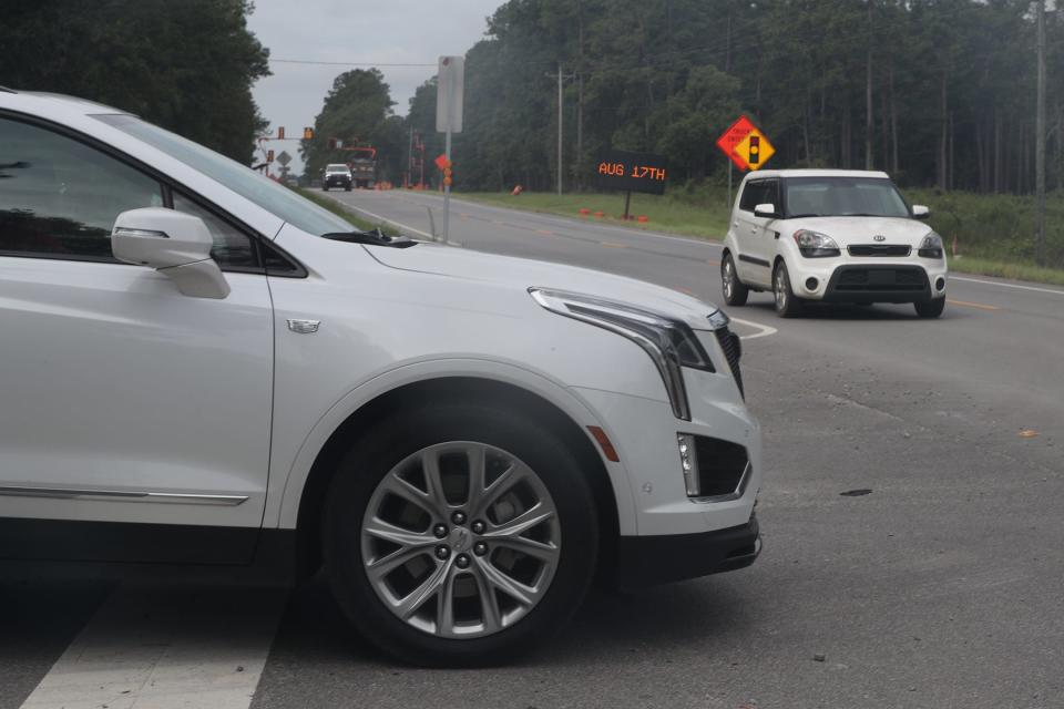 An Aspen Lane resident waits to pull out onto US 280 in Ellabell, Georgia.