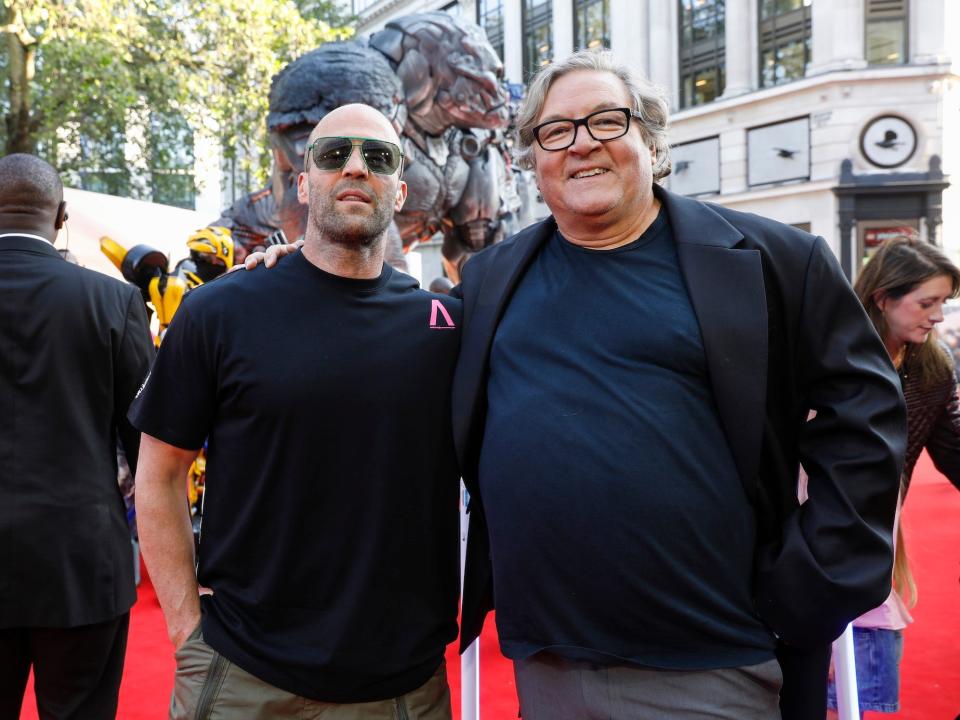 Jason Statham and Lorenzo di Bonaventura attend the European Premiere of Paramount Pictures' "Transformers: Rise of the Beasts" at Cineworld Cinemas on June 07, 2023 in London, England