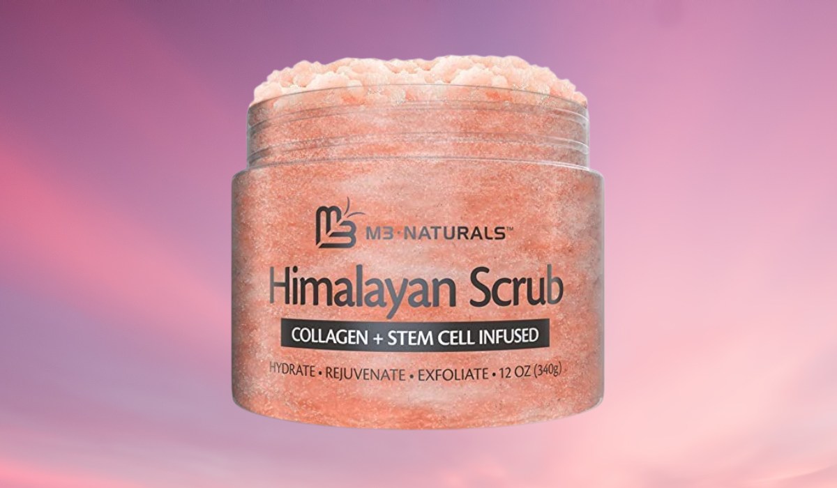 tub of pink Himalayan salt scrub