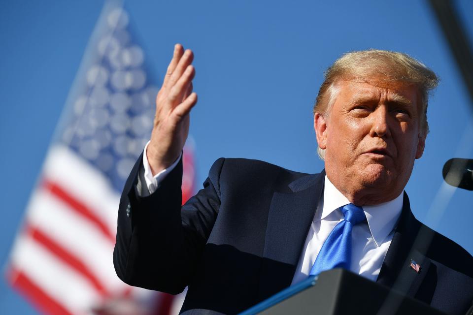 US president Donald Trump in Nevada on Sunday (AFP via Getty Images)