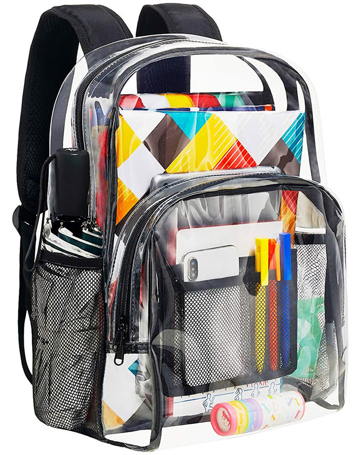 Clear Backpack Security Approved Perfect for School Bookbag Sporting Events Reinforced Straps & Front Accessory Pocket 