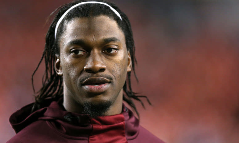 A closeup photo of Robert Griffin III.