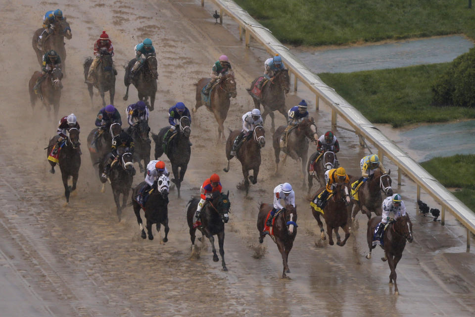 The posts have been set for the 145th Kentucky Derby. (Photo by Jeffrey Brown/Icon Sportswire via Getty Images)