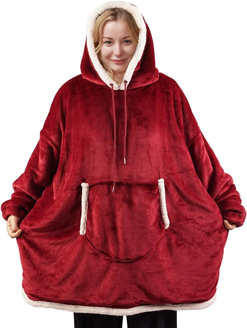 Save $12 on the Softan Hoodie Blanket Sweatshirt. Image via Amazon.