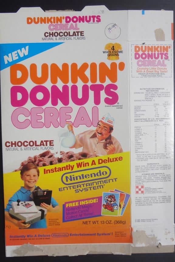 1988 New Dunkin Donuts Cereal Box