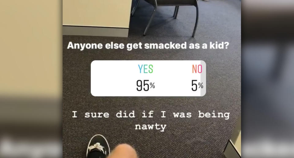 Nearly all of Jett Kenny’s followers said they were smacked as a child. Image: Jett Kenny / Instagram