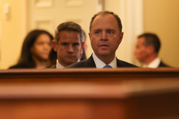 Committee member Rep. Adam Schiff (D-Calif.) enters the hearing room following a brief recess, during the seventh hearing held by the Select Committee to Investigate the Jan. 6 attack on the U.S. Capitol on July 12, 2022, on Capitol Hill in Washington. (Photo: Tom Brenner/The Washington Post via Getty Images)