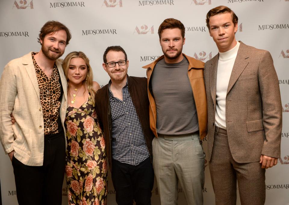 Ari Aster (center) and his 'Midsommar' cast at the movie's New York City premiere (Photo: Eli Winston/Everett Collection)