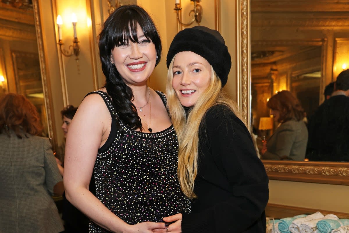 Daisy Lowe at her baby shower with Clara Paget (Dave Benett)