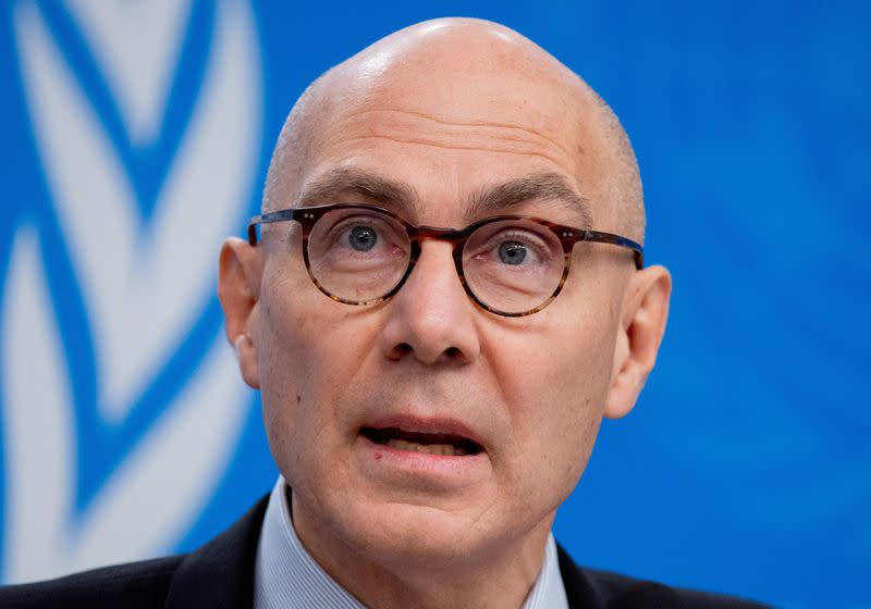 Volker Turk, United Nations High Commissioner for Human Rights, attends a news conference at the United Nations in Geneva