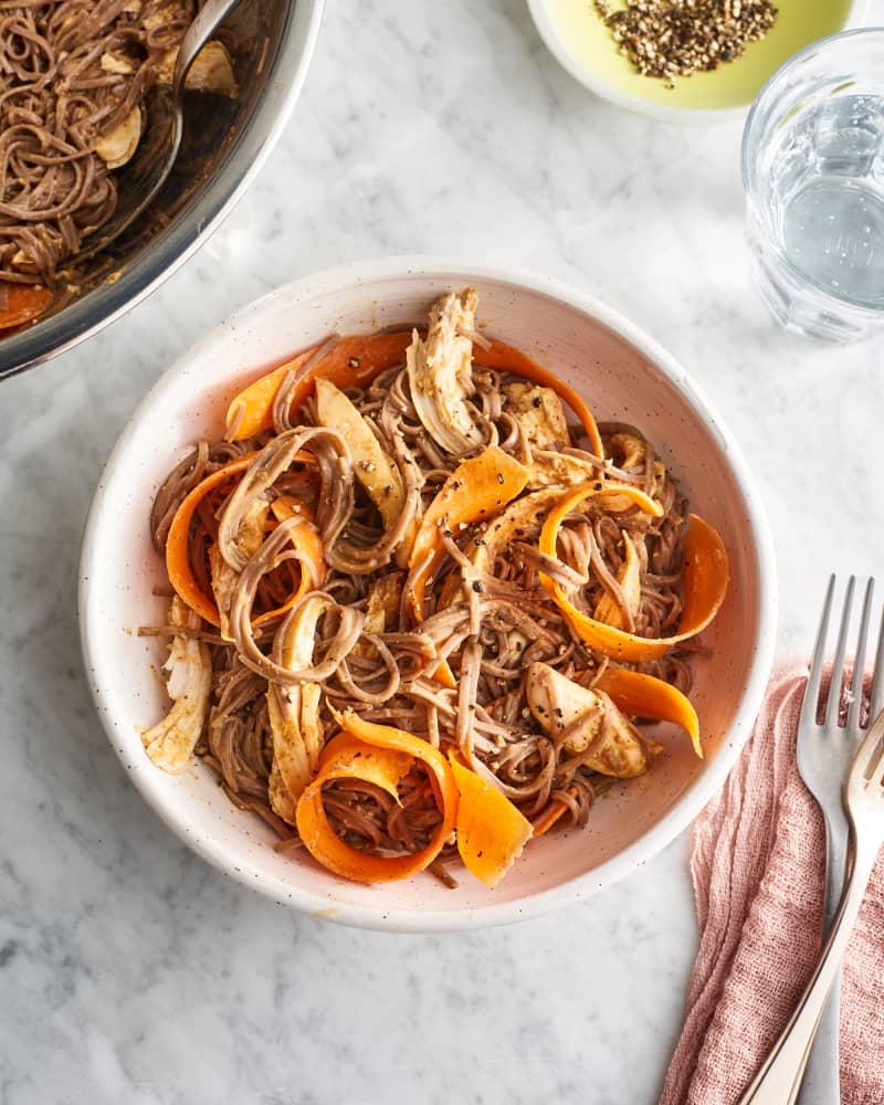 Turkey and Soba Noodle Salad with Red Curry-Almond Dressing