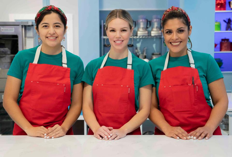 Amanda Walker, center, led a team of three Dallas area cake decorators on an upcoming episode of "The Big Bake" on the Food Network. The episode taped last November in Canada and had the theme of "Wreck the Halls." Walker is a native of Coshocton and graduate of River View High School.