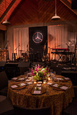 A dinner is set up at the Mercedes-Benz USA hospitality area at River Island in Augusta, Georgia, in this undated handout photo. Jensen Larson Photography/Mercedes-Benz USA - 2017 Masters Experience/Handout via REUTERS