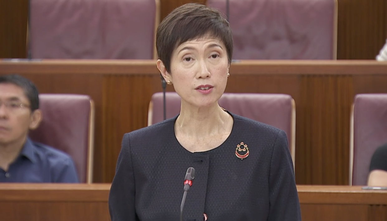 Minister of Manpower and Second Minister of Home Affairs Josephine Teo. (SCREENGRAB: Parliament)