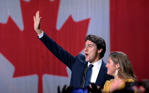 Mr Trudeau delivered unexpectedly strong results despite having been weakened by a series of scandals - Credit: Canadian Press