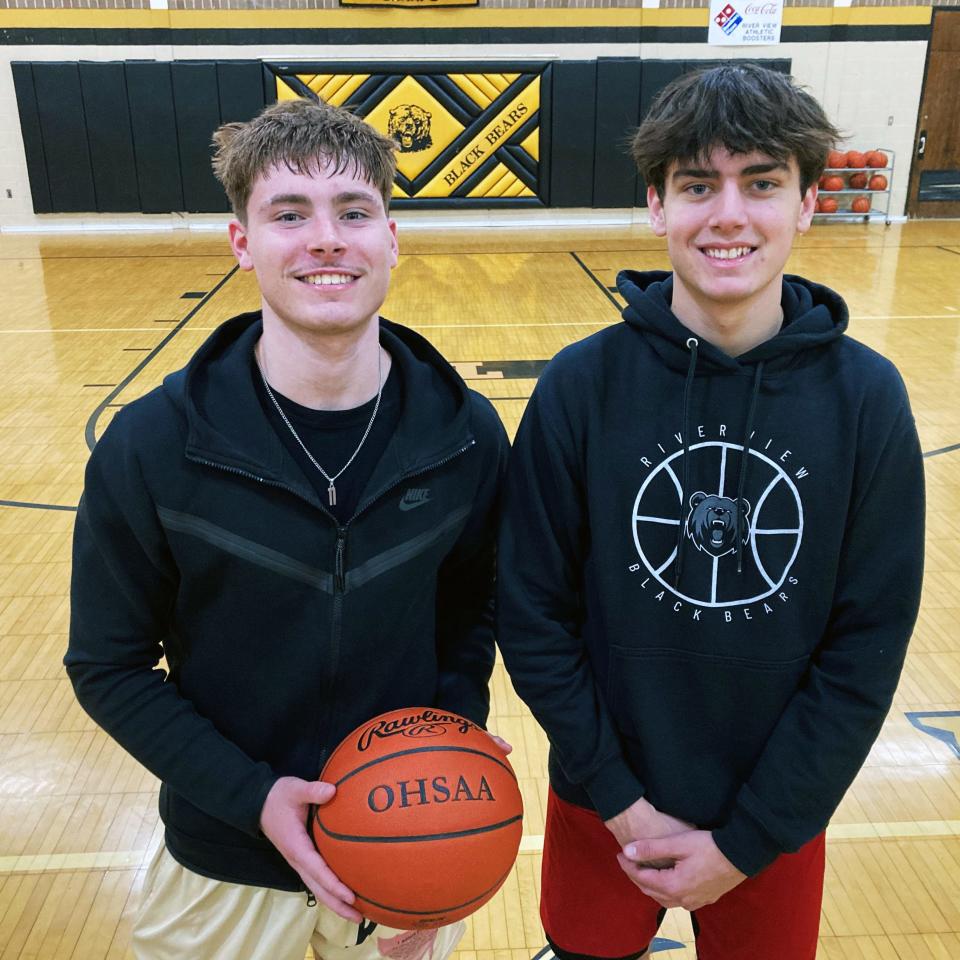 River View seniors Brody Border, left, and Owen Emig rank among the Muskingum Valley League's top scorers and are two of the most productive players in program history. Border missed a month with a foot injury, but his return allowed others to find roles and improve the team, coach Ben Belden said.