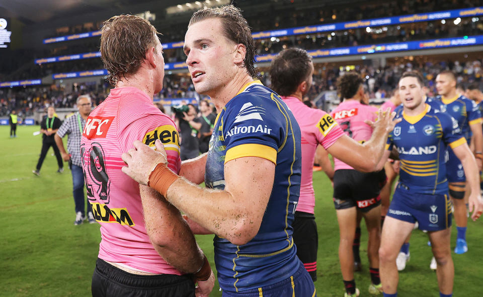 Clint Gutherson, pictured here in action for the Parramatta Eels against the Penrith Panthers.