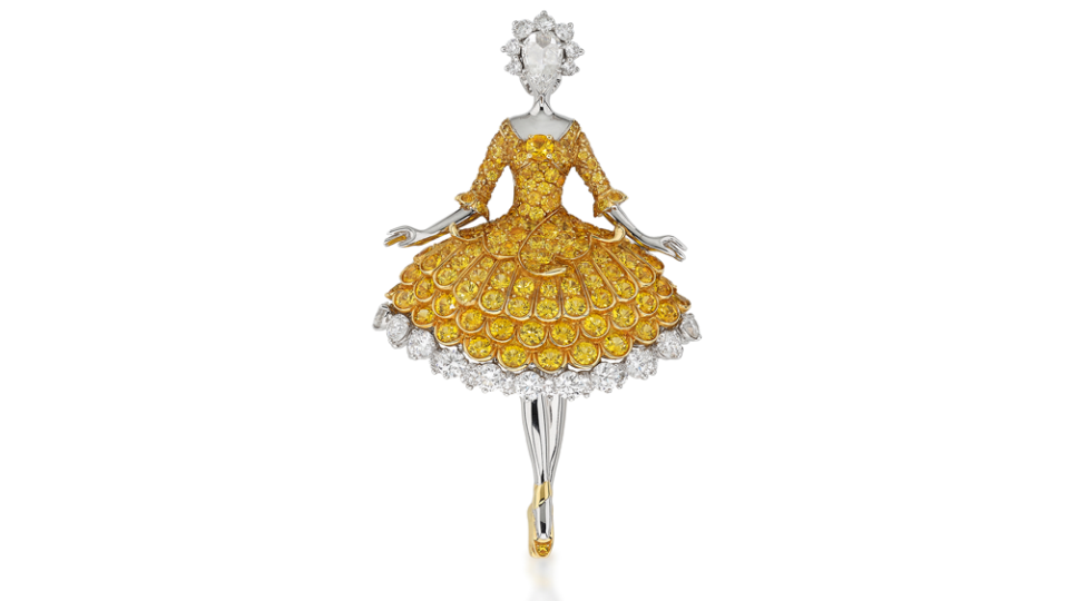 Van Cleef & Arpels yellow sapphire and diamond Ballerina brooch