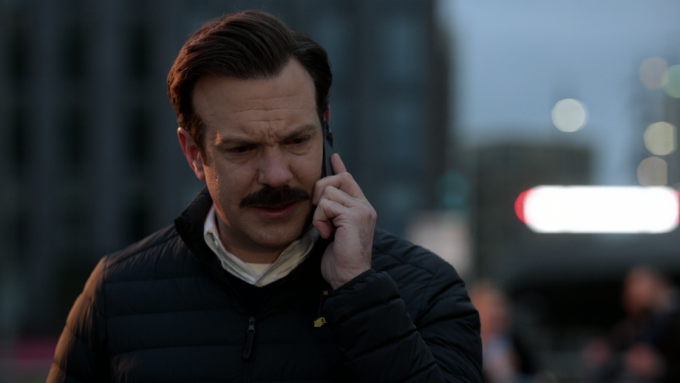 Ted Lasso cries on the phone