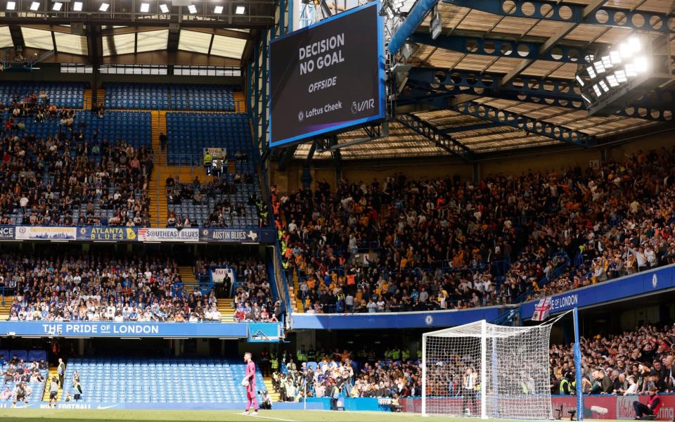 The big screen displays no goal for Chelsea&#39;s Ruben Loftus-Cheek after a VAR review - Action Images via Reuters