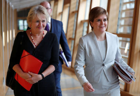 Scotland's First Minister Nicola Sturgeon arrives to speak at Scotland's Parliament in Edinburgh, Britain, September 5, 2017. REUTERS/Russell Cheyne