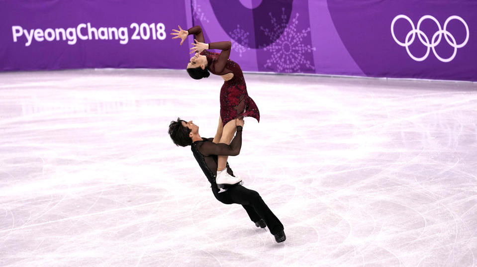 <p>Tessa Virtue and Scott Moir of Canada compete in the figure skating team event ice dance free dance on day three of the PyeongChang 2018 Winter Olympic Games at Gangneung Ice Arena on February 12, 2018 in Gangneung, South Korea. (Photo by XIN LI/Getty Images) </p>