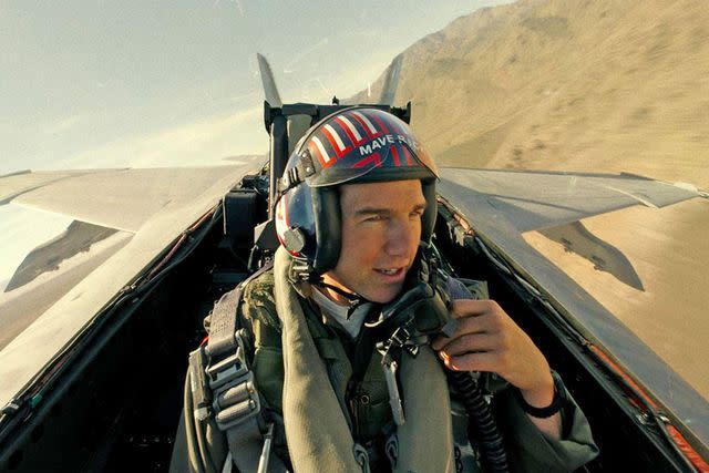 <p>Paramount Pictures/Alamy</p> Tom Cruise as seen in 'Top Gun: Maverick.'