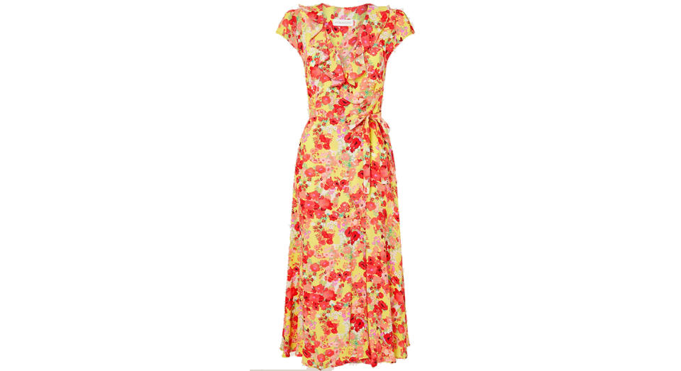 Jocelyn printed wrap dress yellow