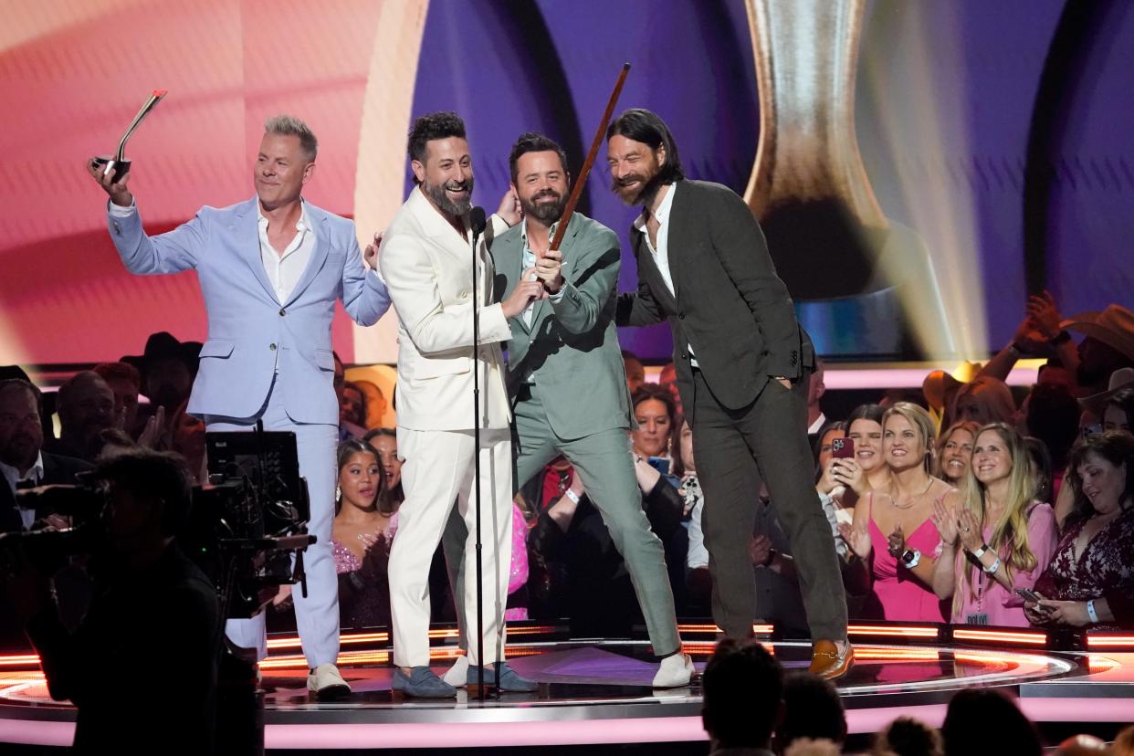 Old Dominion accepts the award for Group of the Year during the 58th ACM Awards at the Ford Center at the Star in Frisco Texas, on Thursday, May 11, 2023.