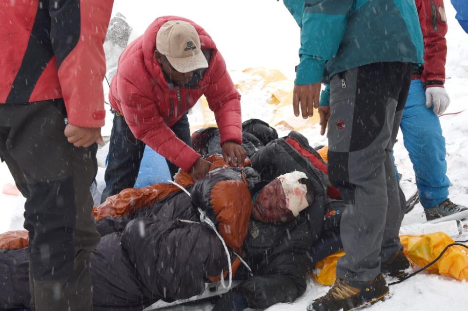 Even the experienced Sherpas are putting their lives in danger with every summit of Everest. A quake on 25 April 2015 killed 22 people at base camp (AFP/Getty)