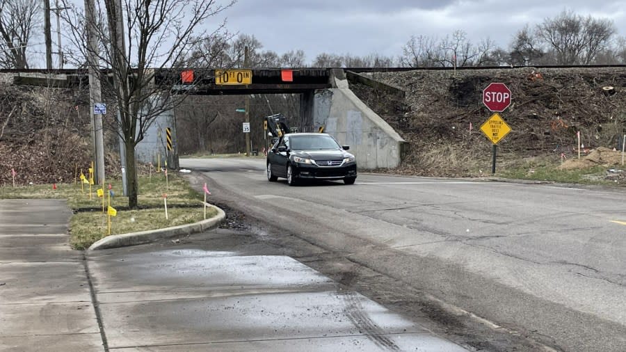 A construction project is set to replace the railroad bridge that crosses Bristol Avenue in Walker. (Matt Jaworowski/WOOD TV8)