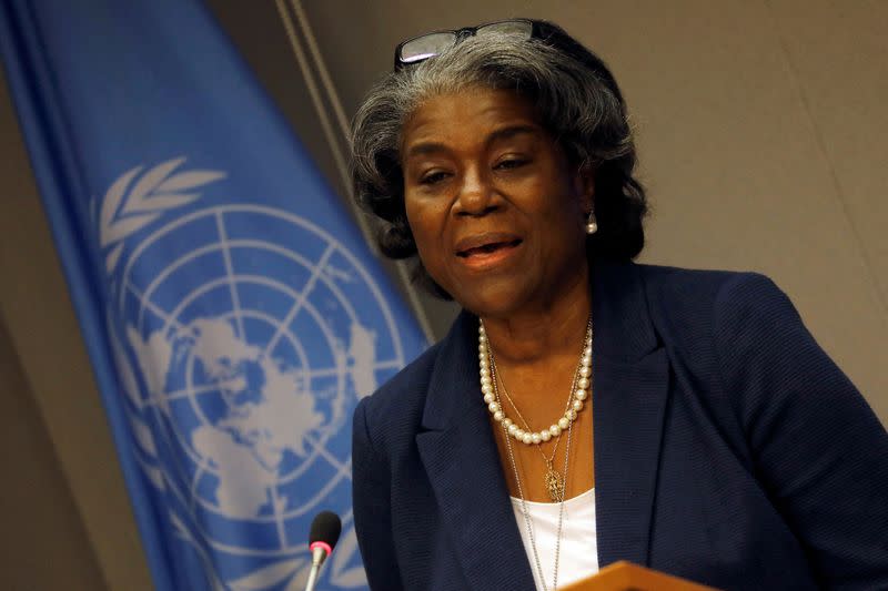 FILE PHOTO: U.S. Ambassador to United Nations, Linda Thomas-Greenfield holds a news conference in New York