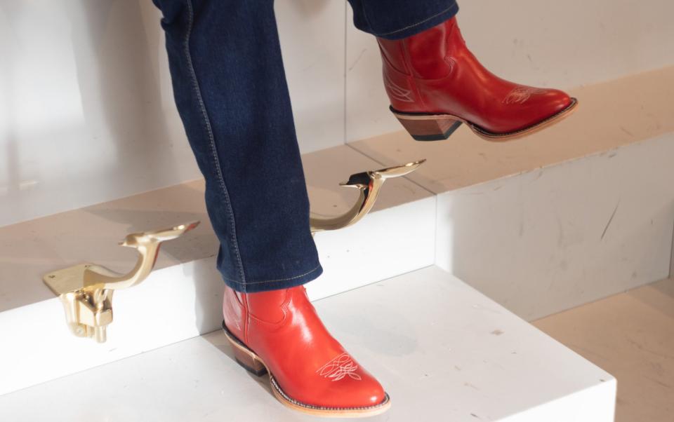 A cherry red pair of boots from Alberta Boot Company