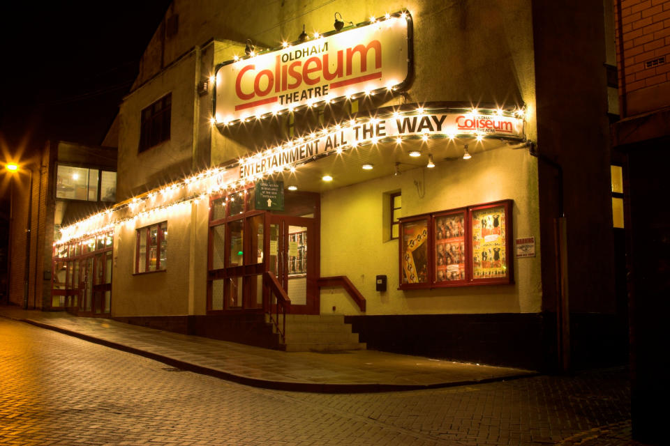 Oldham Coliseum at night. Oldham, Greater Manchester, United Kingdom.